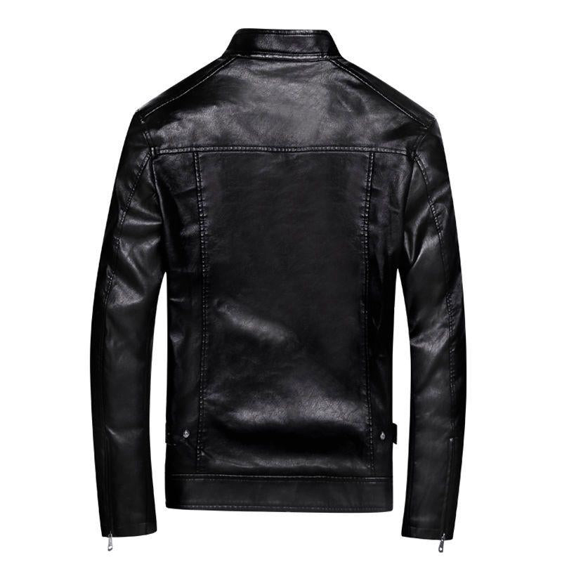 Men's Stand Collar Leather Biker Jacket 45669645X