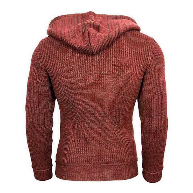 Felpa con cappuccio casual da uomo a maniche lunghe, in maglia, 17002971M