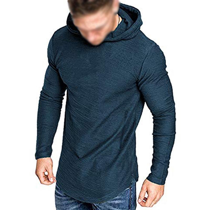 Men's Solid Color Zipper Long Sleeve T-Shirt 94947717Y