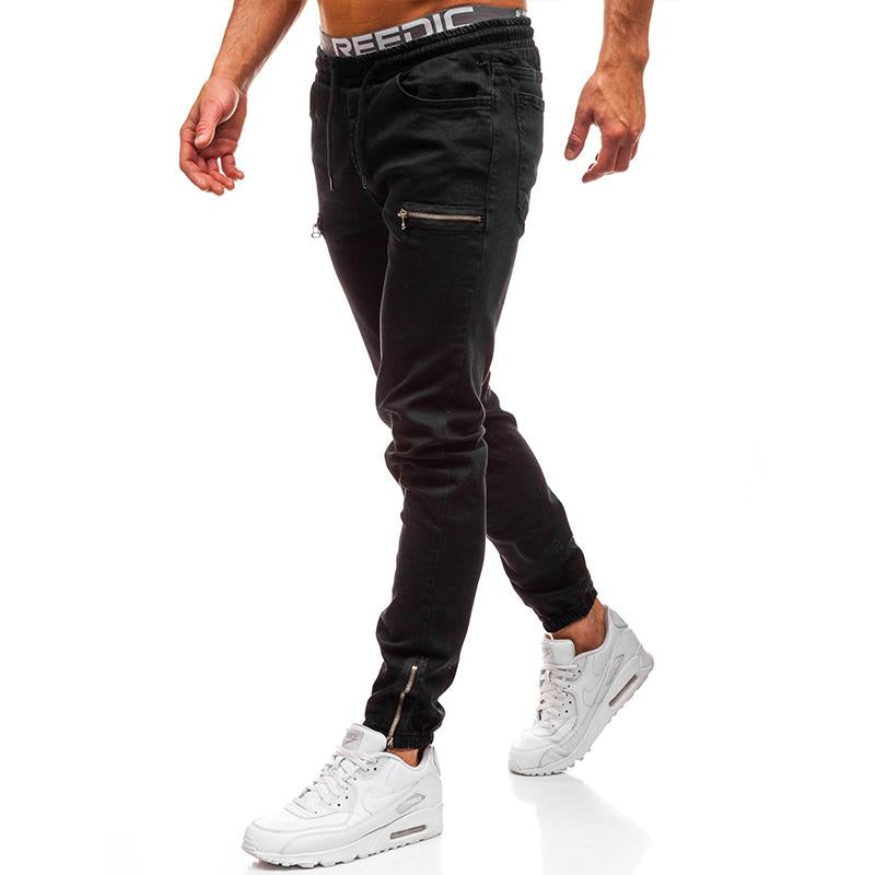 Men's Casual Zipper Elastic Waist Jeans 37508073M