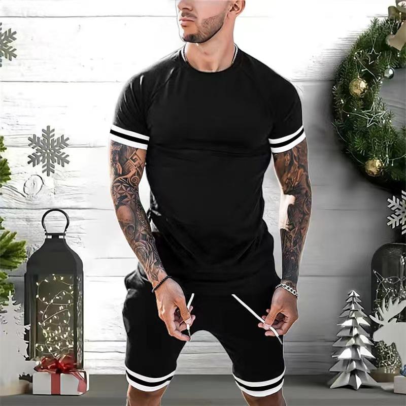 Men's Sports Casual Short Sleeve Shorts Set 46838955M