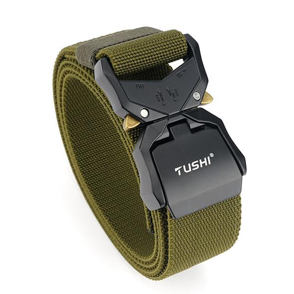 3.8Cm Wide Double Card Slot Buckle Belt Army Green / 125Cm Belts