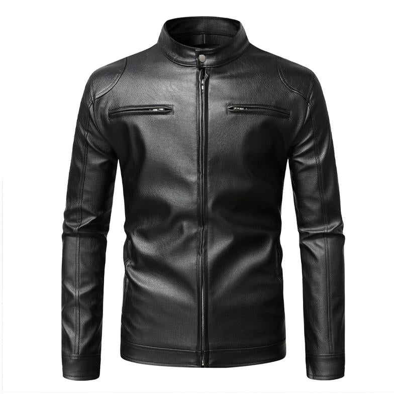 Men's Stand Collar Slim Leather Jacket 11233032X