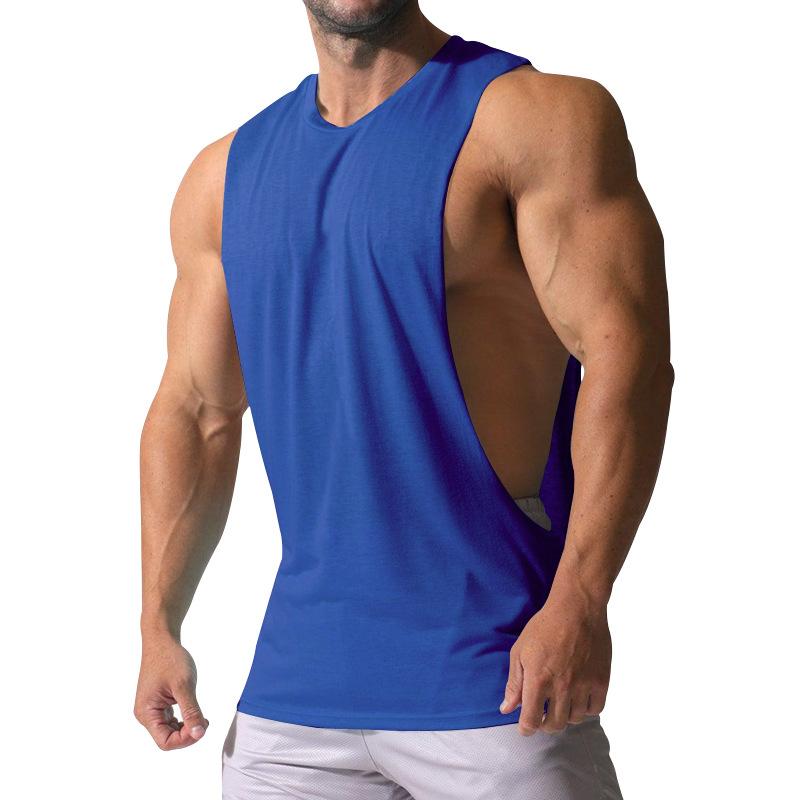 Men's Loose Solid Large Side Slit Sports Fitness Tank Top 23142265Z