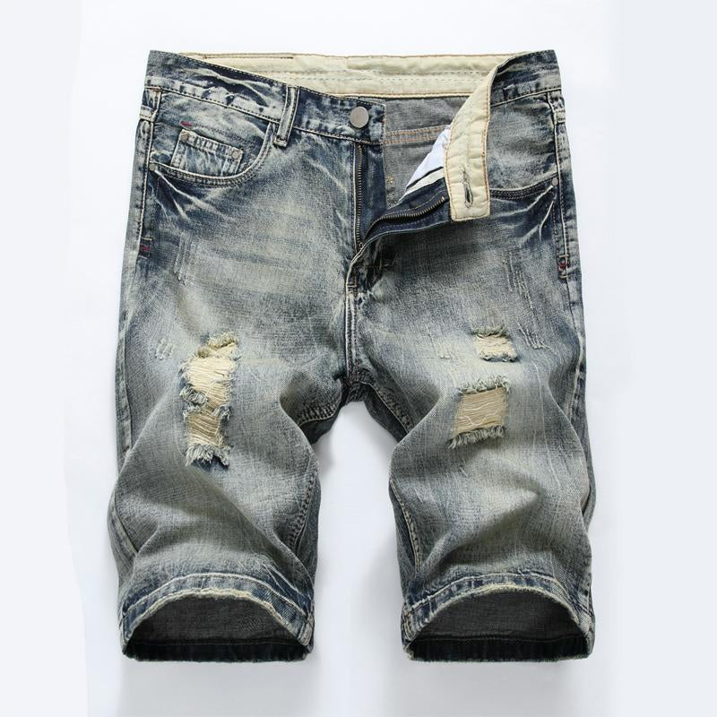 Men's Vintage Ripped Denim Shorts 89137494Y