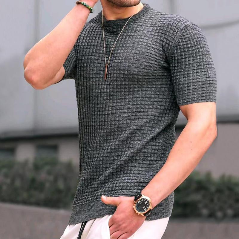 Men's Casual Round Neck Waffle T-Shirt 29739560M