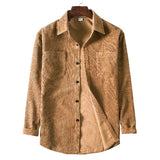 Men's Solid Color Corduroy Long Sleeve Shirt 45368565X