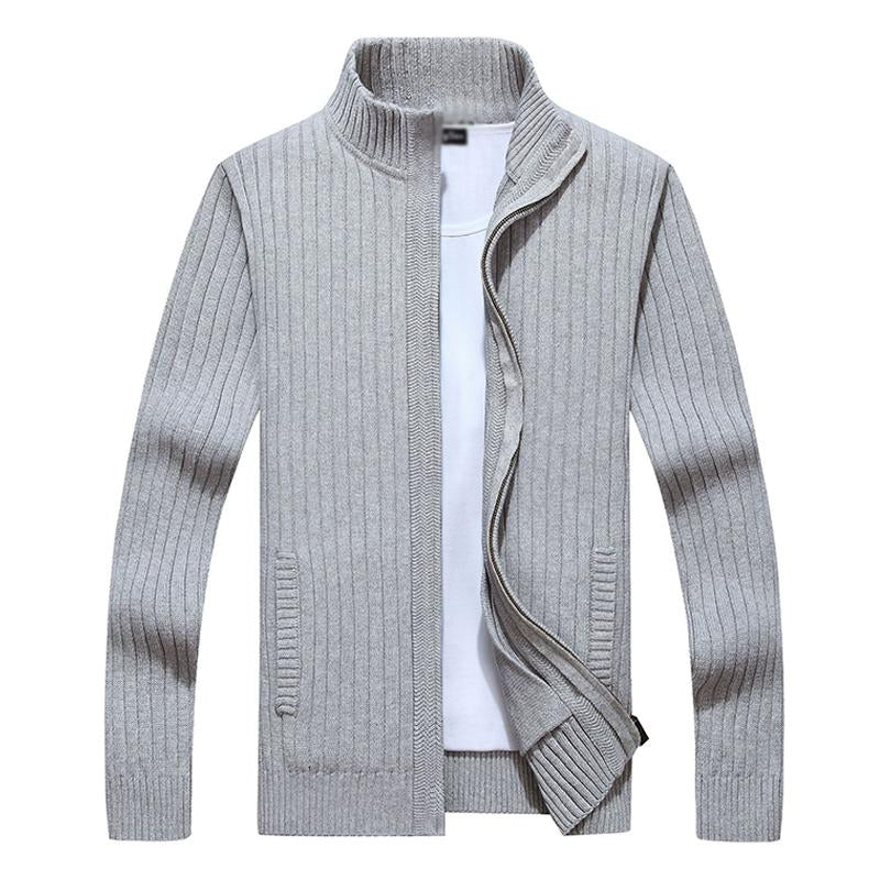 Men's Casual Stand Collar ZIpper Cotton Knit Jacket 46389690M