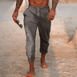Men's Solid Color Cotton Linen Vacation Pants 45194084Y