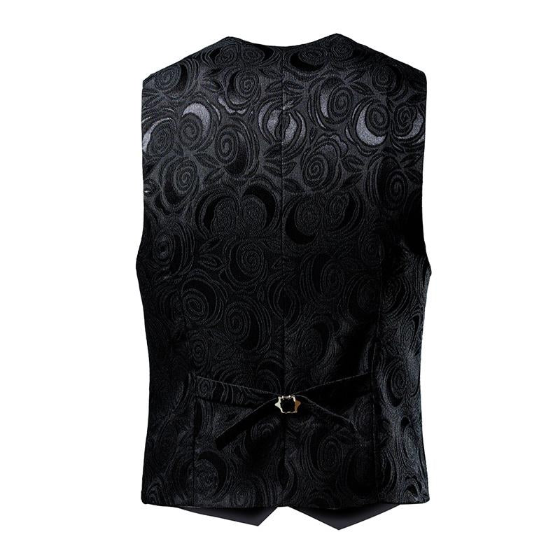 Men's V Neck Rose Jacquard Groomsmen Suit Vest 80705226Y