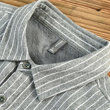 Men's Cotton Brushed Fleece Thickened Warm Long Sleeve Striped Shirt 55806111M