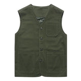 Mens Casual Solid Color V-Neck Thin Vest 21460241M Army Green / S Vests