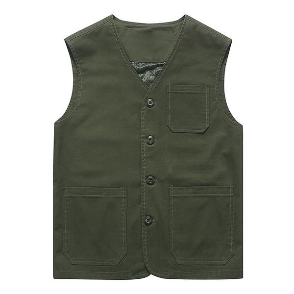 Mens Casual Solid Color V-Neck Thin Vest 21460241M Army Green / S Vests