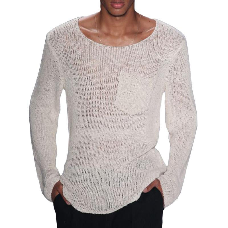 Men's Casual Thin Long Sleeve Pocket Knitted Sweater 82174528M