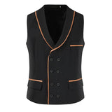 Men's V-Neck Double Breasted Contrast Color Vest 24576938X