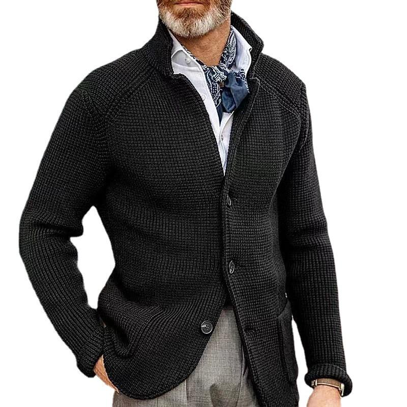 Men's Casual Stand Collar Knit Blazer 65688948M