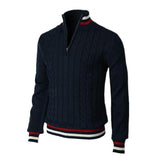 Men's Casual Turtleneck Colorblock Zipper Pullover Sweater 48616773M