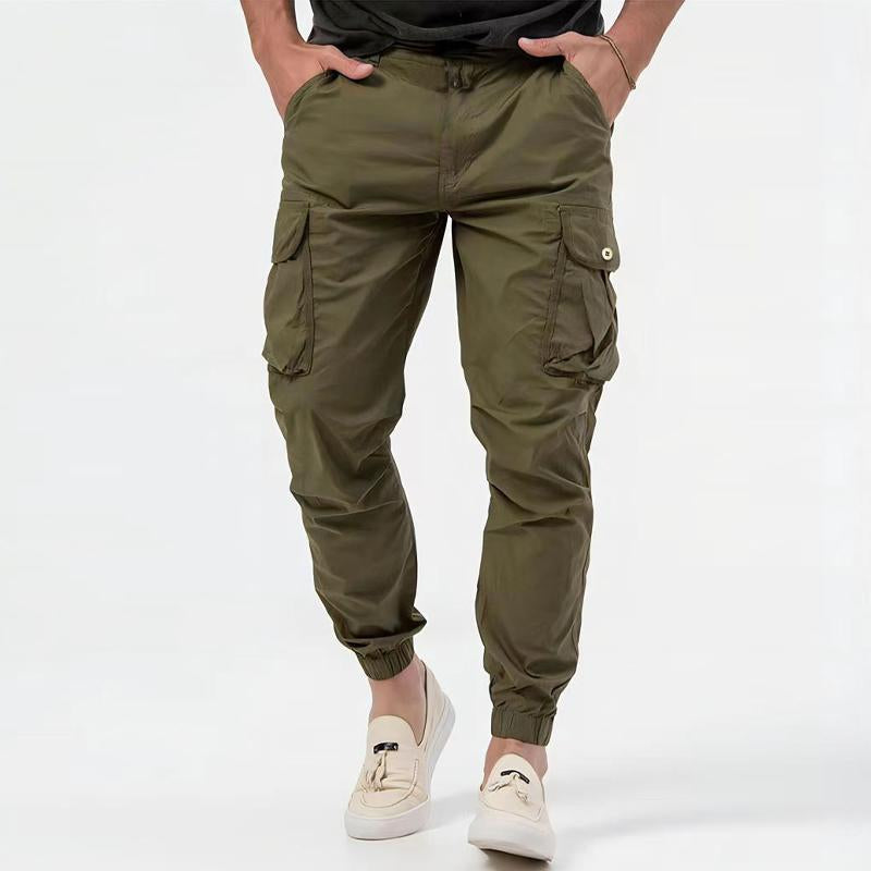 Pantalones cargo con bolsillos tridimensionales de color sólido para hombre 10815009Y