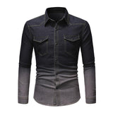 Men's Casual Lapel Gradient Denim Long Sleeve Shirt 00626509M