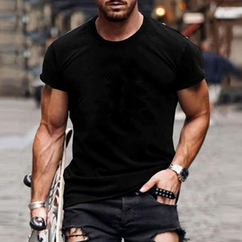 Men's Casual Solid Color Tight Short Sleeve T-Shirt 99736407Y