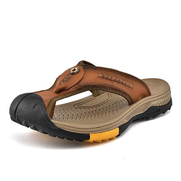 Mens Protective Toe Flip-Flops 04501657 Brown / 6 Shoes
