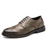 Mens Brogue Carved Leather Shoes 21806352 Grey / 6 Shoes
