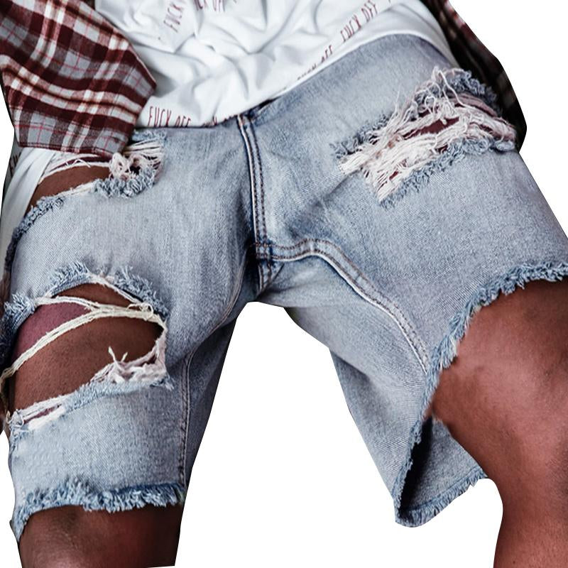 Zerrissene Jeans-Shorts für Herren im Vintage-Stil, 68480597Y