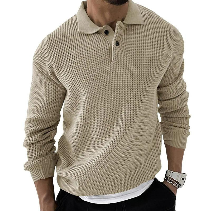 Men's Lapel Knit Button Pullover Sweater 68765777X