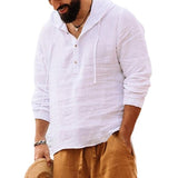 Men's Solid Color Cotton Linen Hooded Shirt 92799241Y