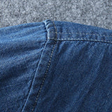 Men's Casual Cotton Stand Collar Short Sleeve Denim Shirt 58846613M