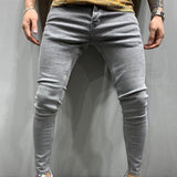 Men's Solid Color Stretch Pencil Jeans 49732701X