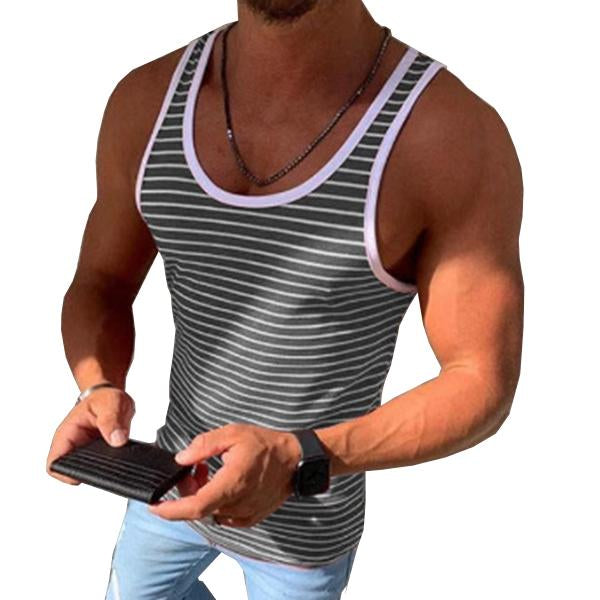 Camiseta deportiva informal de rayas sin mangas para hombre 75729762M