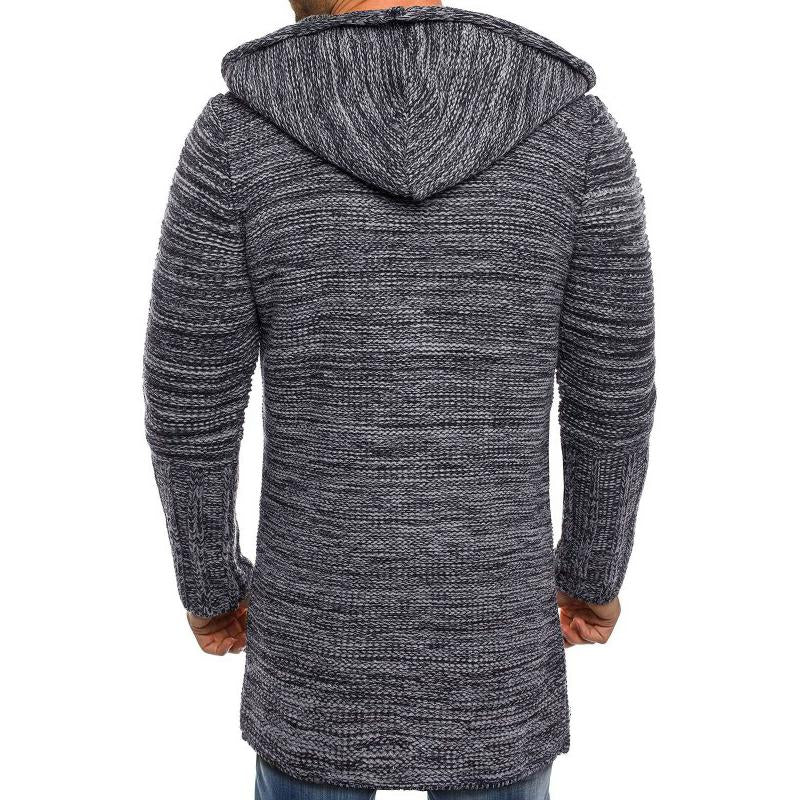 Men's Hooded Mid-length Knitted Cardigan Jacket 91738544X