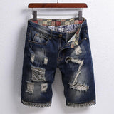 Men's Casual Colorblock Ripped Denim Shorts 61849096Y