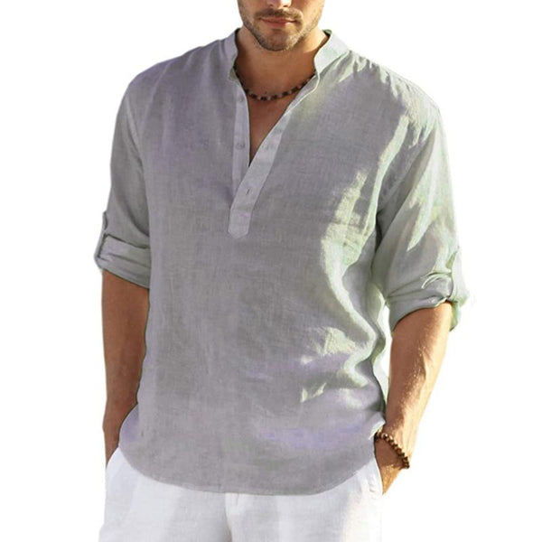 Men's Casual Solid Color Long Sleeve Shirt 62777317Y