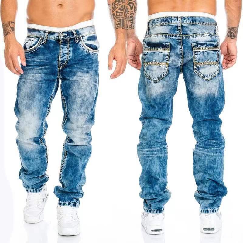 Men's Casual Washed Distressed Straight Jeans 04041155M