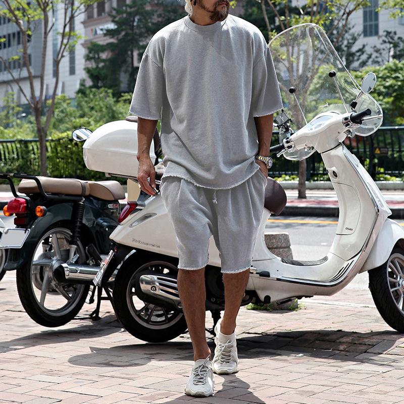 【24-hour shipping】Men's Fashion Loose Short Sleeve T-shirt and Shorts Set 02514856Z