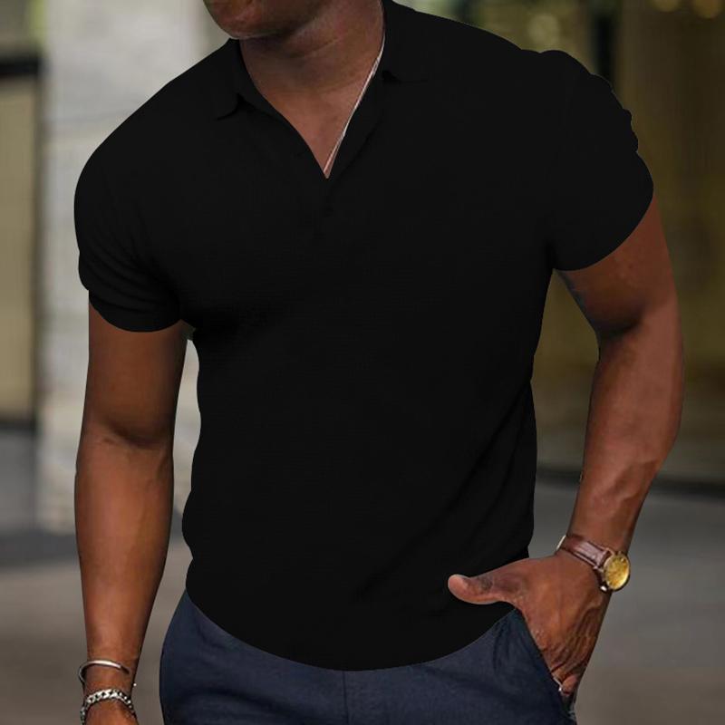 Men's Casual Slim Solid Color Short Sleeve Polo Shirt 04477231M