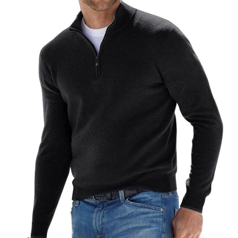 Men's Solid Color Zip Pullover Sweater 80501121X