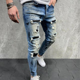 Men's Slim Fit Ripped Pencil Jeans 99534032X