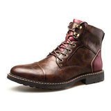 Mens Patchwork Ankle Boots 27607163W 6 / Red Brown Shoes