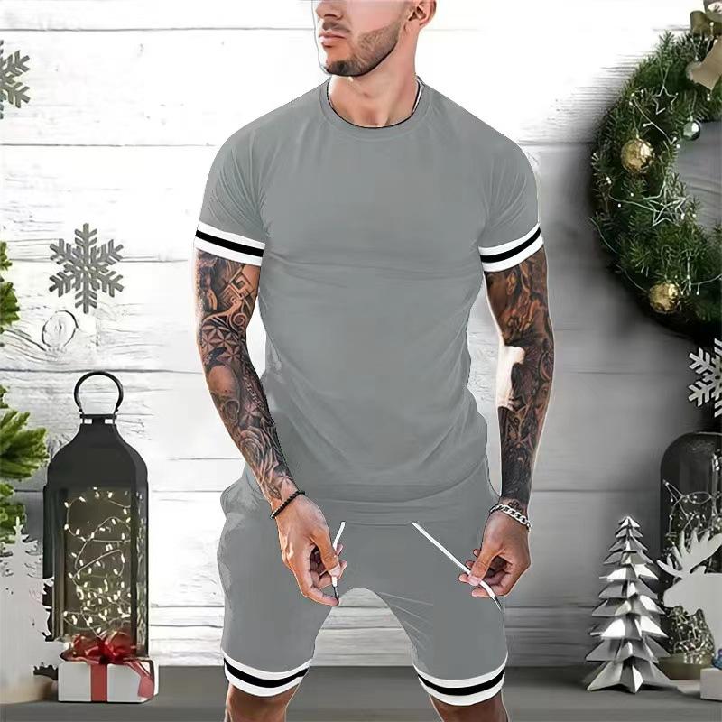 Men's Sports Casual Short Sleeve Shorts Set 46838955M