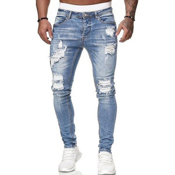 Men's Ripped Slim Fit Pencil Jeans 91225636X
