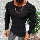 Men's Round Neck Slim Long Sleeve Knit Pullover Sweater 78864016M
