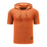Men's Casual Hooded Knit Short Sleeve T-Shirt 79682427M