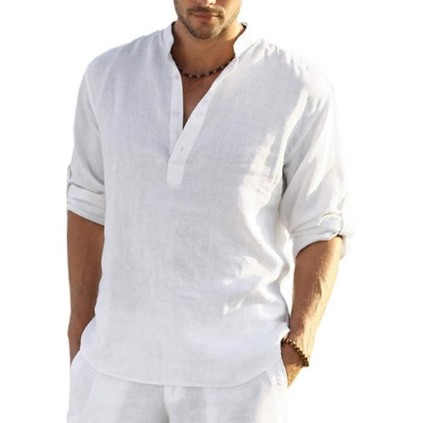 Men's Casual Solid Color Long Sleeve Shirt 62777317Y