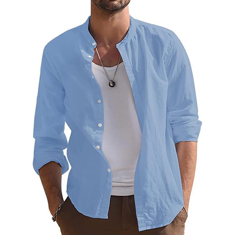Men's Casual Solid Color Long Sleeve Shirt 22483968Y