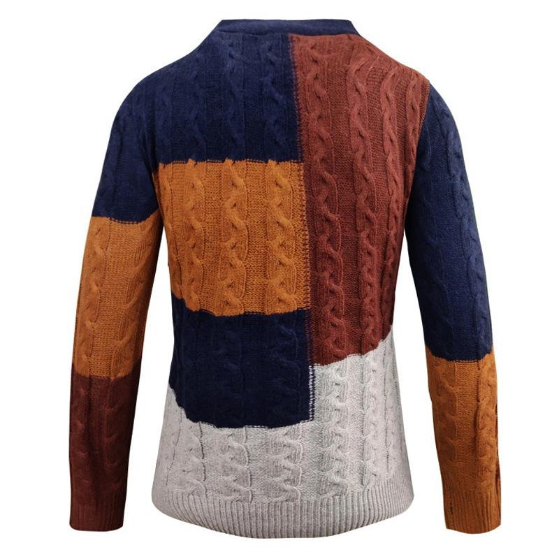 Men's Jacquard Colorblock Knit Sweater Cardigan 42489356X