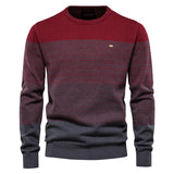 Men's Vintage Crew Neck Striped Knit Sweater 31690461X