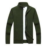 Men's Casual Stand Collar ZIpper Cotton Knit Jacket 46389690M